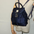 MCM Logogram Vicetos Backpack Nylon Navy Gold Auth 138056-23