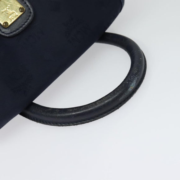 MCM Logogram Vicetos Backpack Nylon Navy Gold Auth 138056