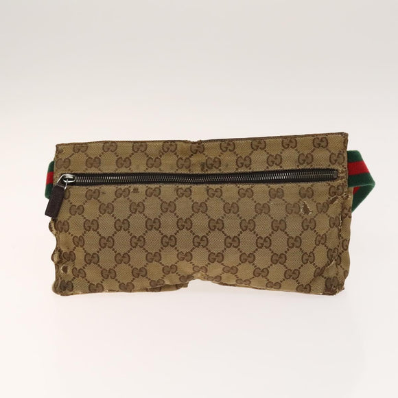 GUCCI GG Canvas Web Sherry Line Tote Bag 2Set Beige Red Green Auth 138062