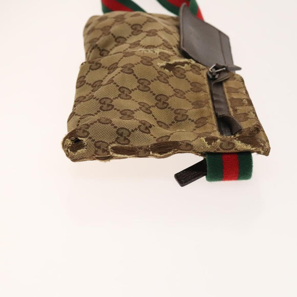GUCCI GG Canvas Web Sherry Line Tote Bag 2Set Beige Red Green Auth 138062