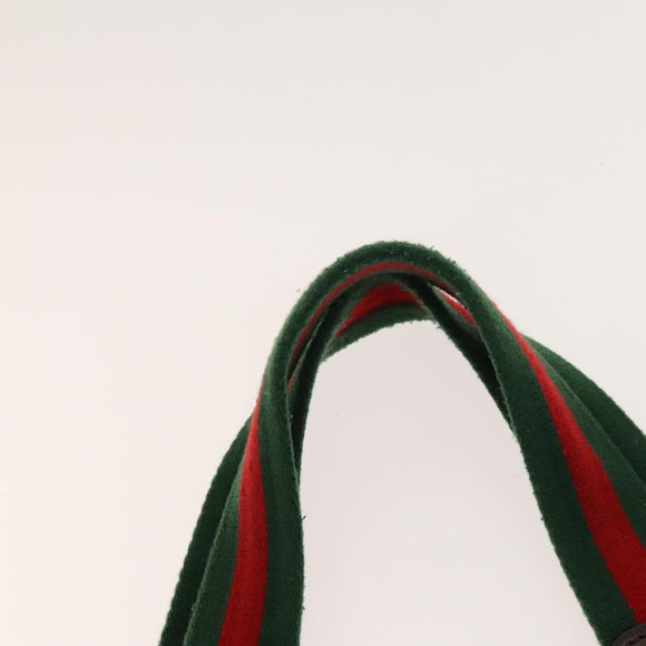 GUCCI GG Canvas Web Sherry Line Tote Bag 2Set Beige Red Green Auth 138062