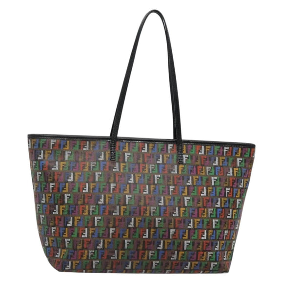 FENDI Zucchino Canvas Tote Bag Multicolor Gold Auth 138069V
