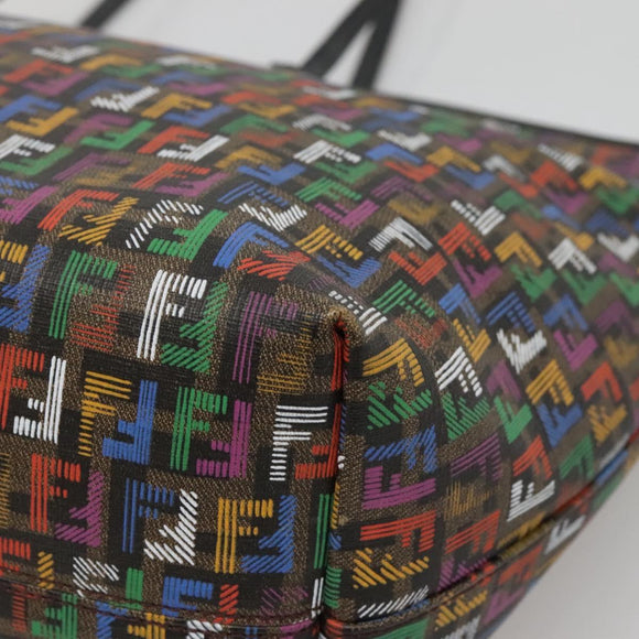 FENDI Zucchino Canvas Tote Bag Multicolor Gold Auth 138069V