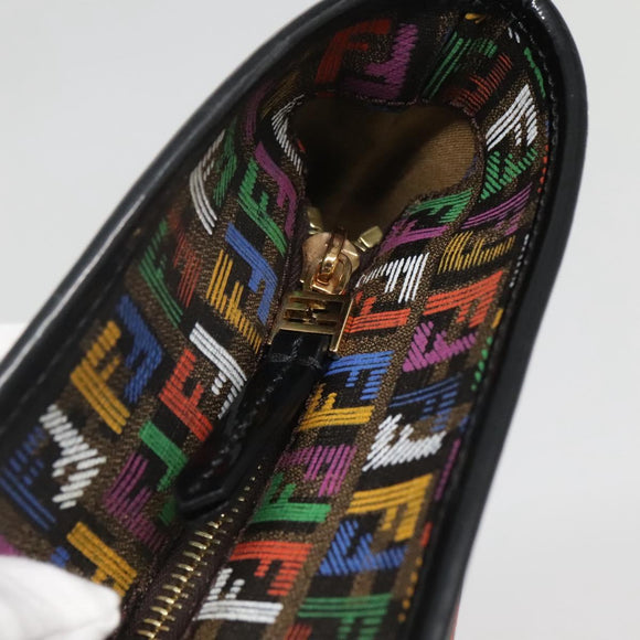 FENDI Zucchino Canvas Tote Bag Multicolor Gold Auth 138069V