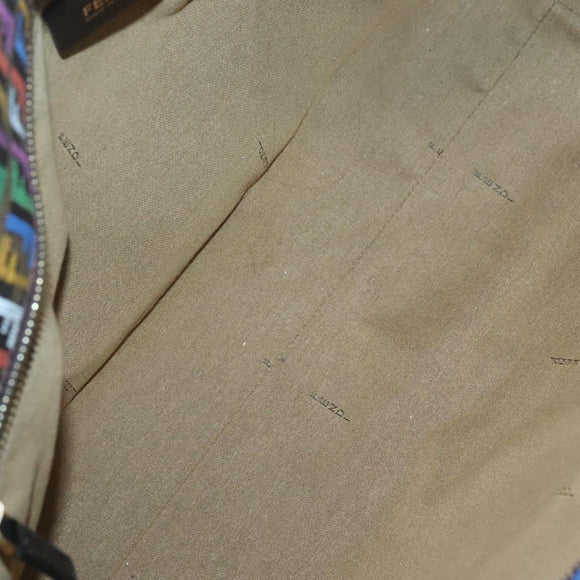 FENDI Zucchino Canvas Tote Bag Multicolor Gold Auth 138069V