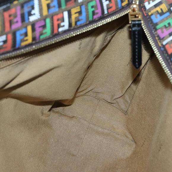 FENDI Zucchino Canvas Tote Bag Multicolor Gold Auth 138069V