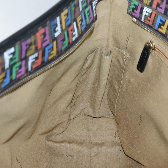 FENDI Zucchino Canvas Tote Bag Multicolor Gold Auth 138069V