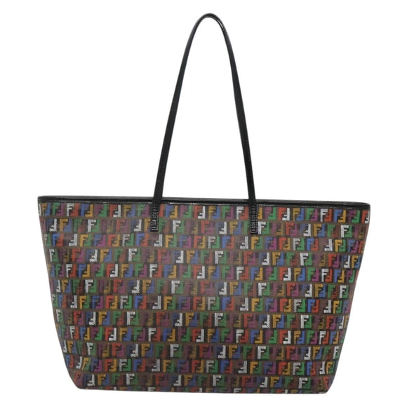 FENDI Zucchino Canvas Tote Bag Multicolor Gold Auth 138069V