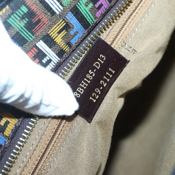 FENDI Zucchino Canvas Tote Bag Multicolor Gold Auth 138069V