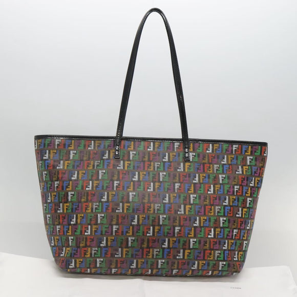 FENDI Zucchino Canvas Tote Bag Multicolor Gold Auth 138069V