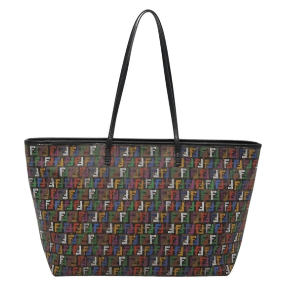 FENDI Zucchino Canvas Tote Bag Multicolor Gold Auth 138069V