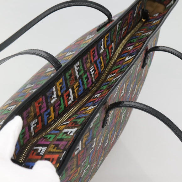 FENDI Zucchino Canvas Tote Bag Multicolor Gold Auth 138069V