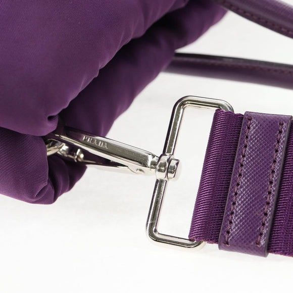 PRADA Hand Bag Nylon 2way Purple Gold Auth 138073M