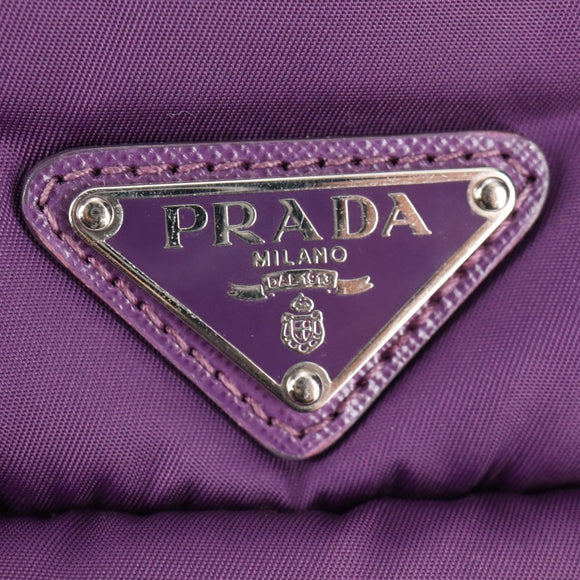 PRADA Hand Bag Nylon 2way Purple Gold Auth 138073M