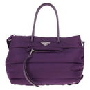 PRADA Hand Bag Nylon 2way Purple Gold Auth 138073M-13