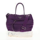 PRADA Hand Bag Nylon 2way Purple Gold Auth 138073M-12