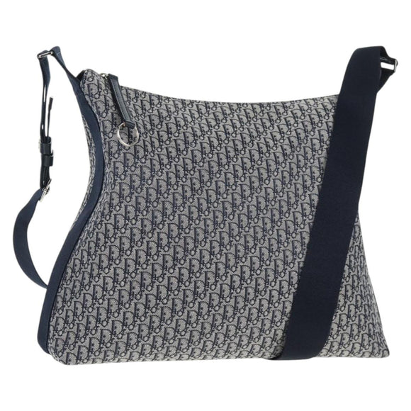 Christian Dior Trotter Canvas Shoulder Bag Navy Silver Auth 138077V