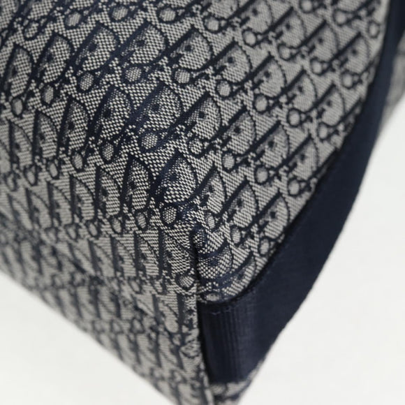 Christian Dior Trotter Canvas Shoulder Bag Navy Silver Auth 138077V