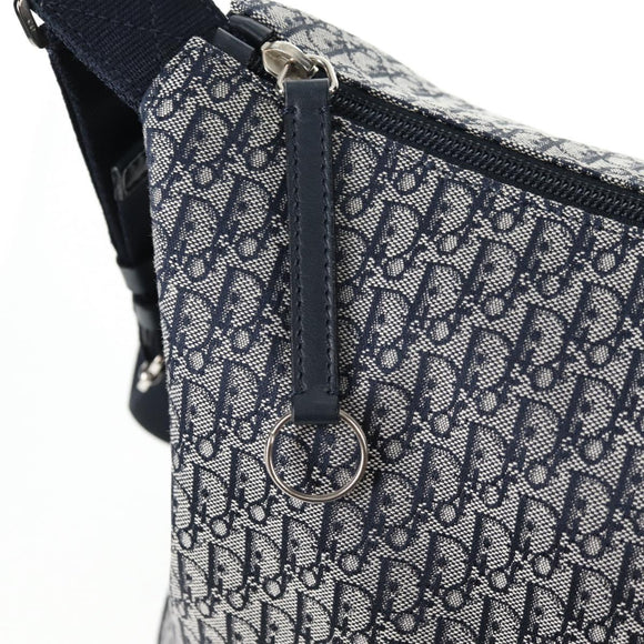 Christian Dior Trotter Canvas Shoulder Bag Navy Silver Auth 138077V