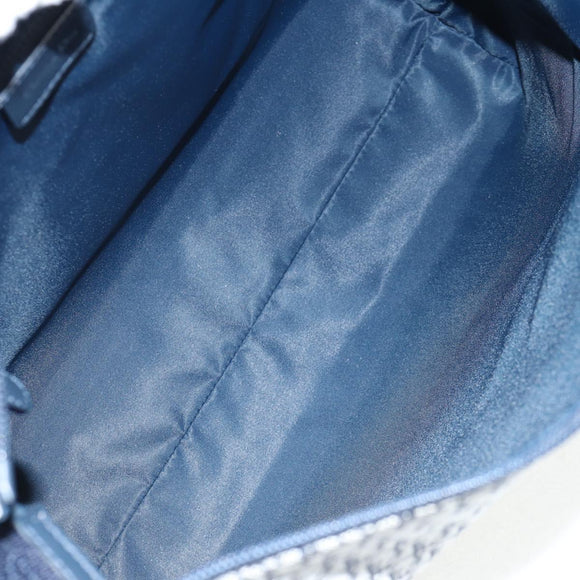 Christian Dior Trotter Canvas Shoulder Bag Navy Silver Auth 138077V