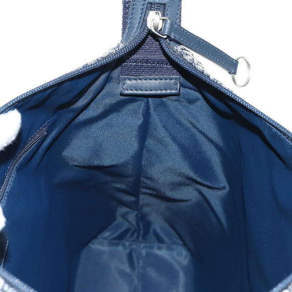 Christian Dior Trotter Canvas Shoulder Bag Navy Silver Auth 138077V