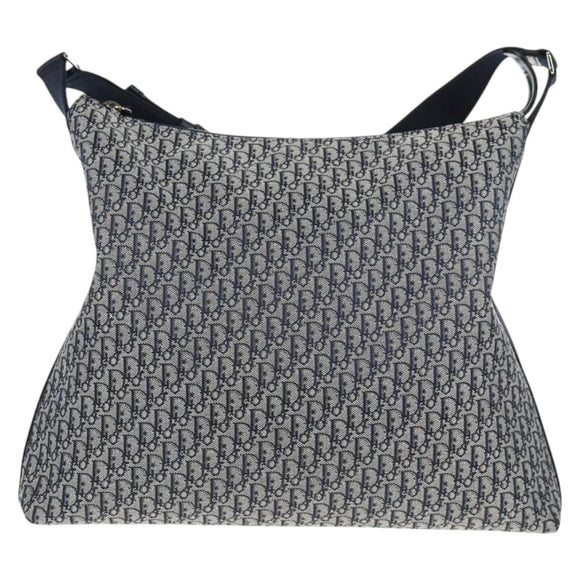 Christian Dior Trotter Canvas Shoulder Bag Navy Silver Auth 138077V