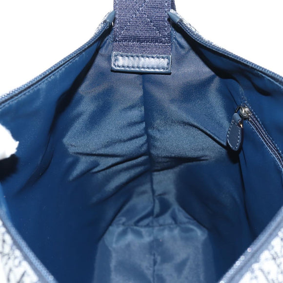 Christian Dior Trotter Canvas Shoulder Bag Navy Silver Auth 138077V