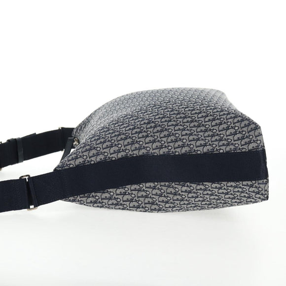 Christian Dior Trotter Canvas Shoulder Bag Navy Silver Auth 138077V