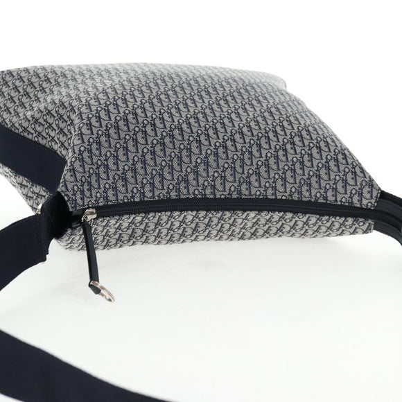 Christian Dior Trotter Canvas Shoulder Bag Navy Silver Auth 138077V