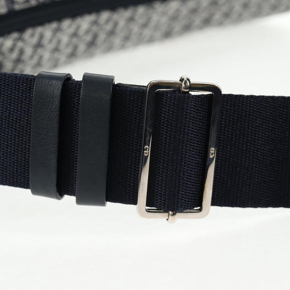 Christian Dior Trotter Canvas Shoulder Bag Navy Silver Auth 138077V