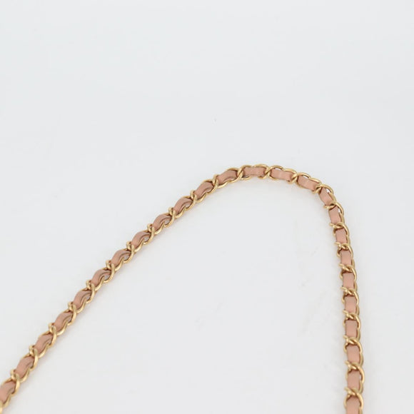 CHANEL Shoulder Bag Raffia Gold Pink CC Auth 138082V