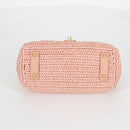 CHANEL Shoulder Bag Raffia Gold Pink CC Auth 138082V-12