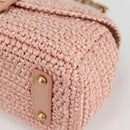 CHANEL Shoulder Bag Raffia Gold Pink CC Auth 138082V-14