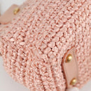 CHANEL Shoulder Bag Raffia Gold Pink CC Auth 138082V-15
