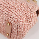 CHANEL Shoulder Bag Raffia Gold Pink CC Auth 138082V-16