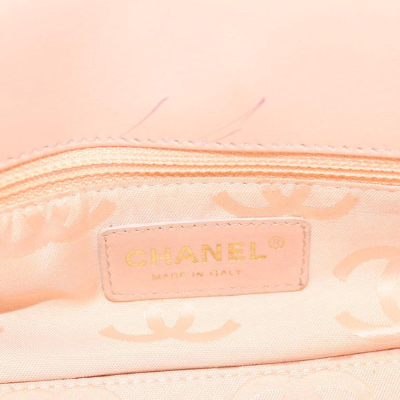 CHANEL Shoulder Bag Raffia Gold Pink CC Auth 138082V