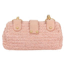 CHANEL Shoulder Bag Raffia Gold Pink CC Auth 138082V-3