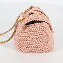 CHANEL Shoulder Bag Raffia Gold Pink CC Auth 138082V-4