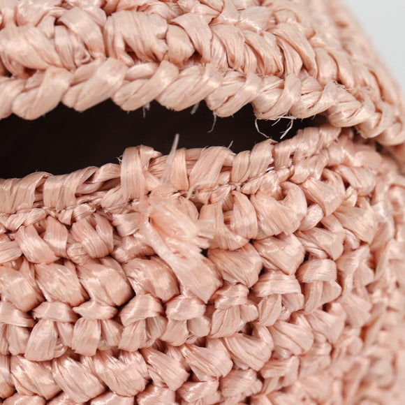 CHANEL Shoulder Bag Raffia Gold Pink CC Auth 138082V