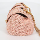 CHANEL Shoulder Bag Raffia Gold Pink CC Auth 138082V-6