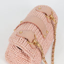 CHANEL Shoulder Bag Raffia Gold Pink CC Auth 138082SAV-7