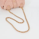 CHANEL Shoulder Bag Raffia Gold Pink CC Auth 138082V-8