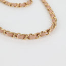 CHANEL Shoulder Bag Raffia Gold Pink CC Auth 138082V-9