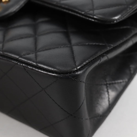 CHANEL Matelasse 23 Chain Shoulder Bag Lamb Skin Black Gold CC Auth 138087SM