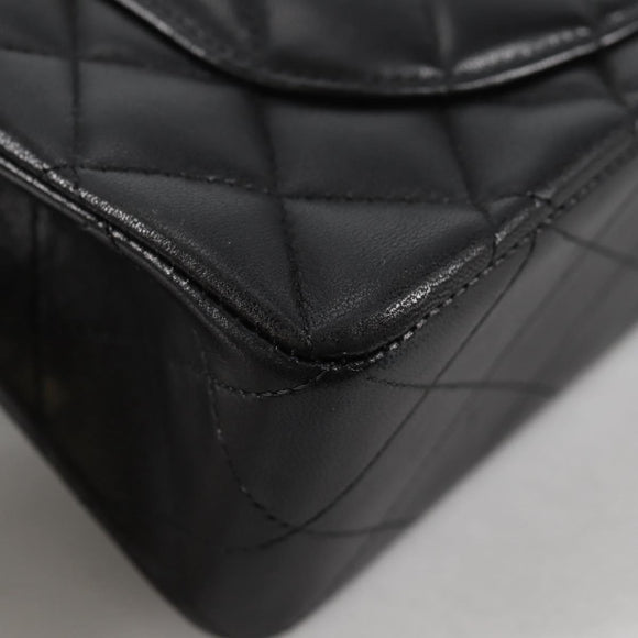 CHANEL Matelasse 23 Chain Shoulder Bag Lamb Skin Black Gold CC Auth 138087SM