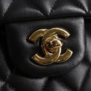 CHANEL Matelasse 23 Chain Shoulder Bag Lamb Skin Black Gold CC Auth 138087SM-20