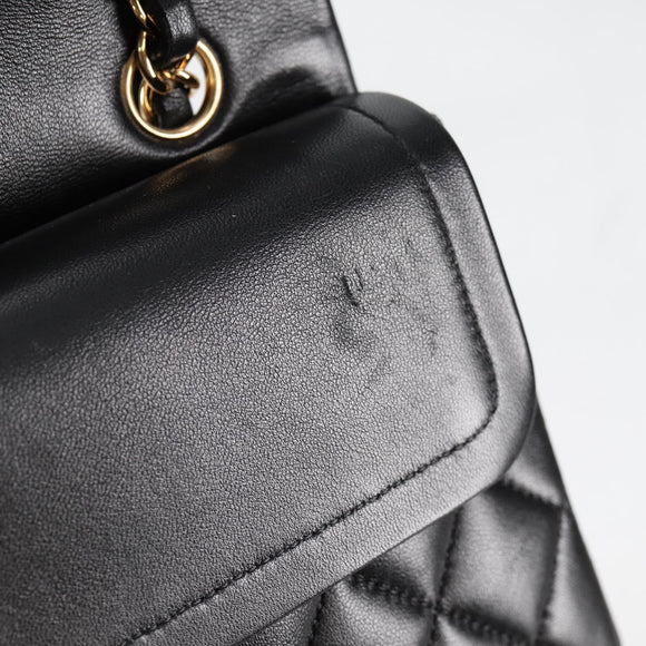 CHANEL Matelasse 23 Chain Shoulder Bag Lamb Skin Black Gold CC Auth 138087SM