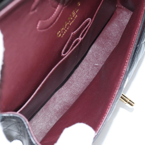 CHANEL Matelasse 23 Chain Shoulder Bag Lamb Skin Black Gold CC Auth 138087SM