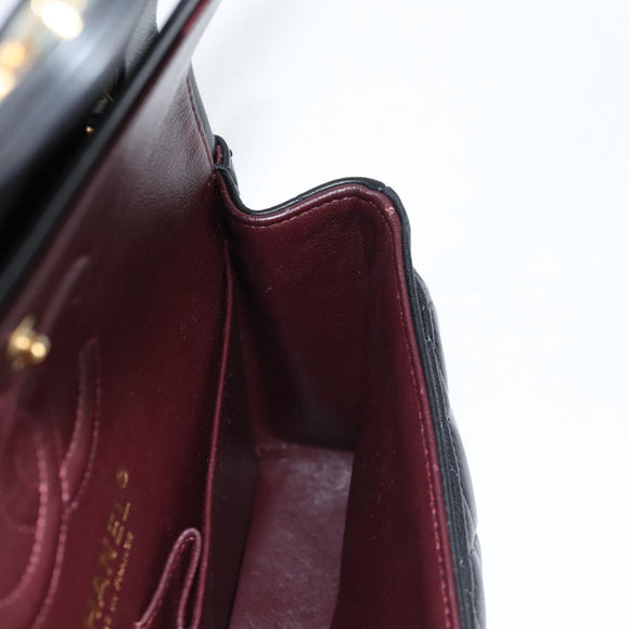 CHANEL Matelasse 23 Chain Shoulder Bag Lamb Skin Black Gold CC Auth 138087SM