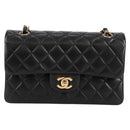CHANEL Matelasse 23 Chain Shoulder Bag Lamb Skin Black Gold CC Auth 138087SM-13